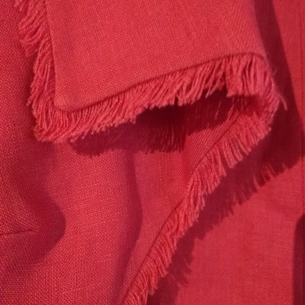 Red Linen Crop Jacket - Picture 3 of 3